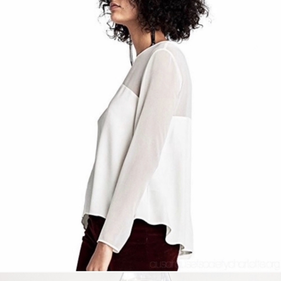 Zara Sheer Long Sleeve Blouse White Small - Picture 3 of 8